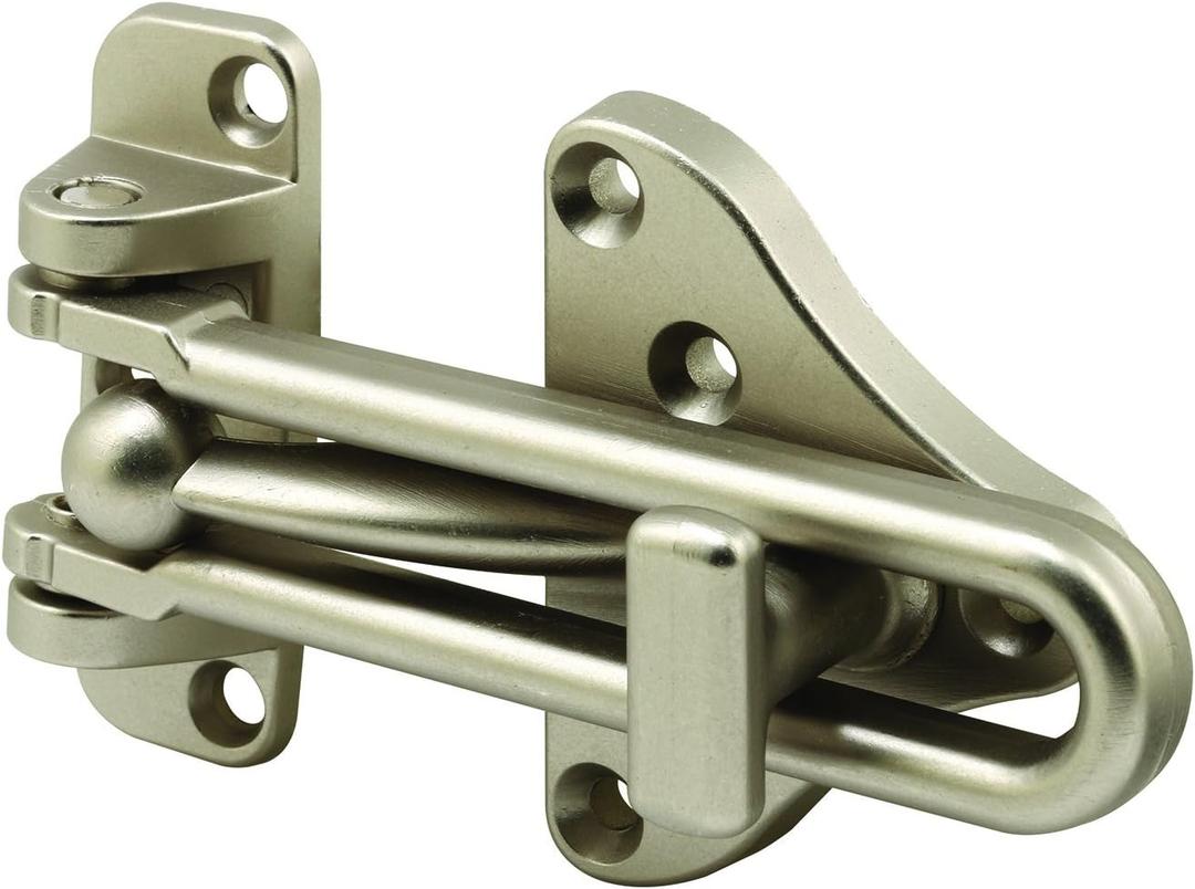 Prime-Line U 11316 Swing Bar Door Guard With High Security Auxiliary Lock, Satin Nickel Finish (Single Pack)