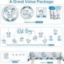 Xynic 206pcs Elephant Baby Shower Decorations Complete tableware Set, for 25 Guests, Blue Elephant party Decorations, Disposable Plates and Napkins, Banner, Tablecloth for Baby Shower Decoration Boy