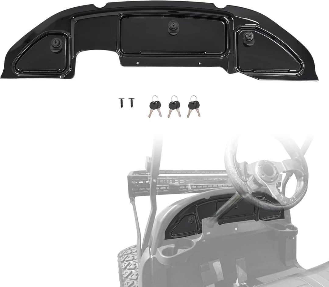 Dashboard Cover W/Locking Box Compatible with 2004-2008.5 Club Car Precedent Golf Cart Plastic ABS Dash Cover Assembly (Gloss Black)