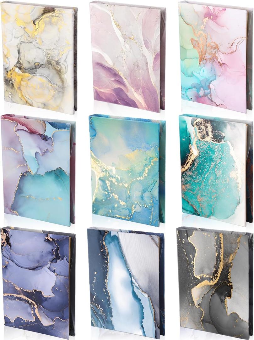 Teling 9 Pack Stretchable Jumbo Fabric Book Covers Colorful Durable Washable Reusable Nylon Protective Covers for School Textbooks Hardcover Paperback Books 9 x 11 Inches(Marble)