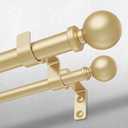 Double Curtain Rod, 1 Inch Gold Dual Curtain Rods for Windows 48 to 84 Inch, Decorative Adjustable Heavy Duty Telescopic Spliced Window Treatment Rods Set for Bedroom Living Room Farmhouse