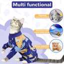 PUMYPOREITY Cat Hair Sticky Sweater, Stretchy 4-Leg Design for Fur Control, Recovery Suit - Breathable & Lightweight for Post-Surgery Protection, Cat Onsie Prevents Licking Wounds, Blue, XL
