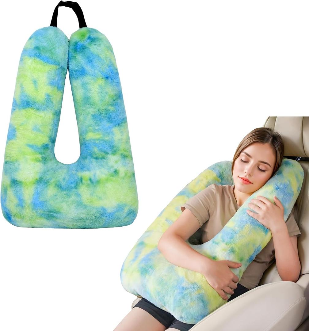 Shoulder Wrap for Family Multi-Purpose Neck Pillow, Travel Companion,Travelling Sleeping Pillow for Car, Train, Bus and Home Use (Tie Dye/Green)