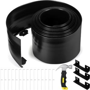 FoldTier 8 Inch Tall 33ft Garden Landscape Kit with Hammer Plastic Edging Border Border Flower Bed Borders for Garden Lawn Flower Beds Grass Yard