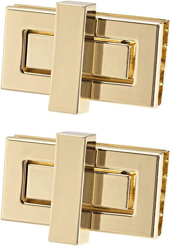 uxcell 2 Sets Rectangular Purses Twist Lock 44mm X 22mm Clutches Closures for DIY Bag Making - Light Gold