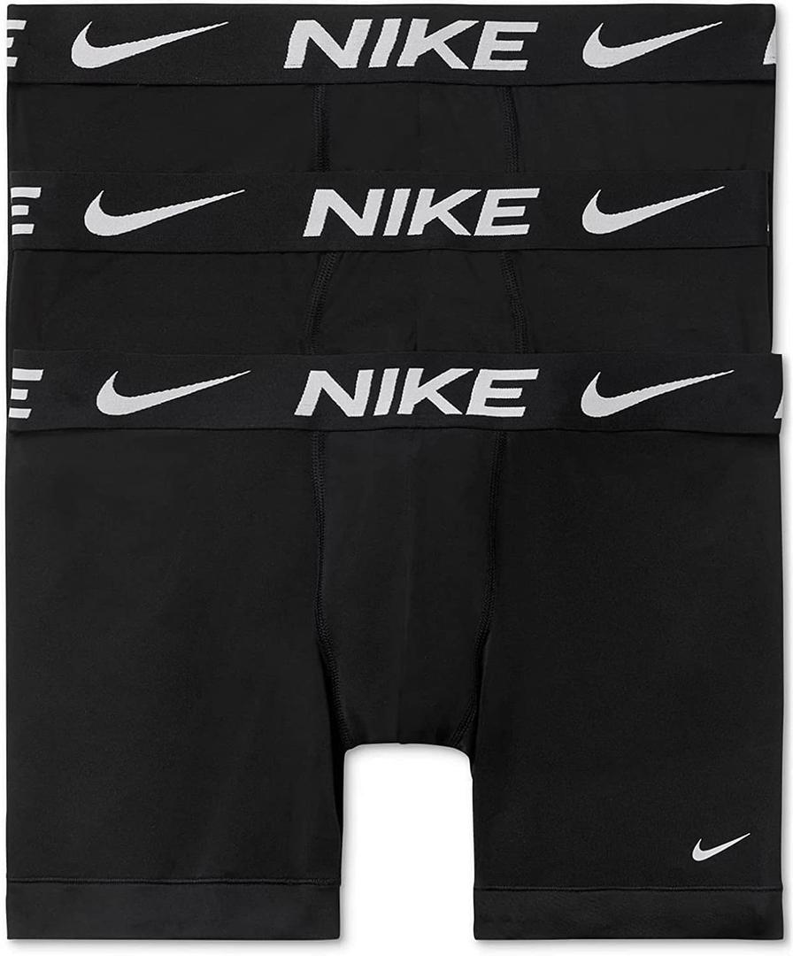 Nike Mens 3PK Dri-Fit Boxer Briefs (Medium, Black/Grey/Black)