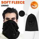 Heat Logic Sherpa Fleece Balaclava and Trapper Hat for Men, Warm Winter Face Mask for Adult, Face Cover Winter Hat (Black)