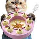 KADTC U.S. Brand & Design - Cat Treat Puzzle Feeder for Indoor Cats Slow Food Bowl Kitten Enrichment Pink Toys Kitty Stimulating Game Christmas and New Year Gift (Large)
