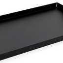 Black Metal Coffee Table Tray with Handles, Rectangle Serving Tray for Snacks, Vanity, Bathroom, and Kitchen Counter Organizer