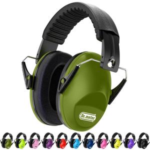 Noise Cancelling Ear Muffs: SNR27.4 Noise Cancelling Headphones for Autism with Adjustable Headband - Hearing Protection Ear Muffs for Kids Autism Sensory Monster Truck Demo Derby Mowing (Army Green)