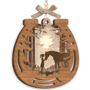 Girl Horse Lovers Ornament 2025, Horse Gifts for Women, Girls, Teens, Kids, Wooden Ornaments for Christmas Horse Themed Party Decorations, Animal Lover Gifts as Christmas Horse Decor