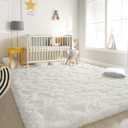 BENRON Soft Area Rugs for Living Room Bedroom Washable, Fluffy Rugs for Kids Children Girls Boys Room Decor, 3x5 Throw Rug for Nursery Kitchen Dining Table, Indoor Floor Carpets, Cream White