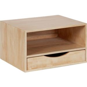 Kate and Laurel Hutton Modern Floating Shelf and Side Table, 12.5 x 10 x 7, Natural Wood, Modern Minimalist Floating End Table for Storage and Display