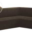 ALIECOM Velvet Corner Couch Covers L Shape Sofa Cover Sectional Stretch Soft Thick Plush U Shaped Sectional Slipcovers Living Room Pet Dogs Universal Non Slip Furniture Protector (Dark Brown, Small)