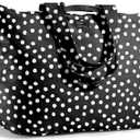 Fit & Fresh Large Beach Bag for Women - Extra Large Travel Tote With Pockets, B&W Dot