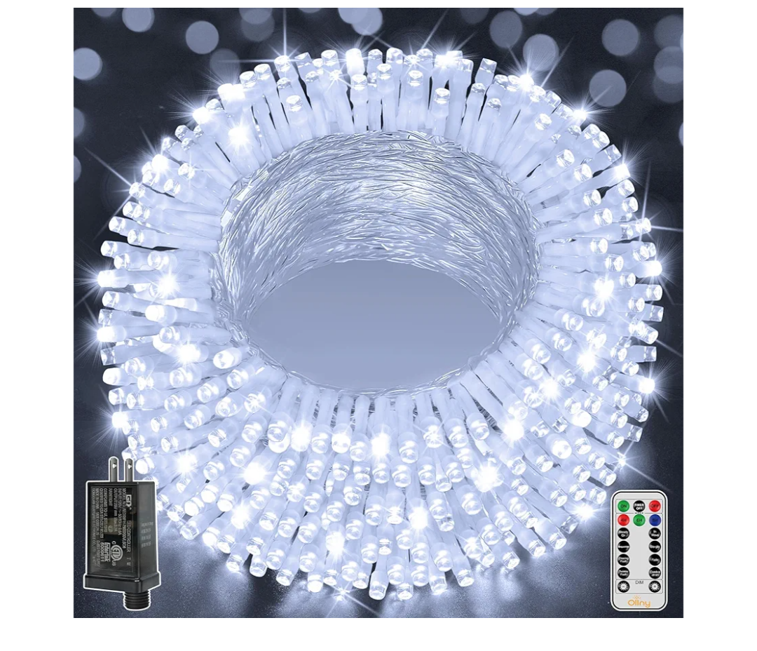 Christmas Lights Outdoor 800LED 262FT, Cool White Plug in Fairy Light with Remote, 8 Modes Waterproof Timers Dimmable LED String Lights for Indoor House Outside Bedroom Patio Balcony