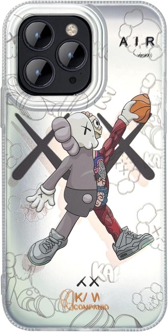 OPHK Case for iPhone 12 Pro and for iPhone 12, 3D Silver with Trendy Sneaker Cartoon Design, Street Artwork Bear Air IMD Laser Shockproof Silicone Protective Cell Phone Back Cover for Boys Girls
