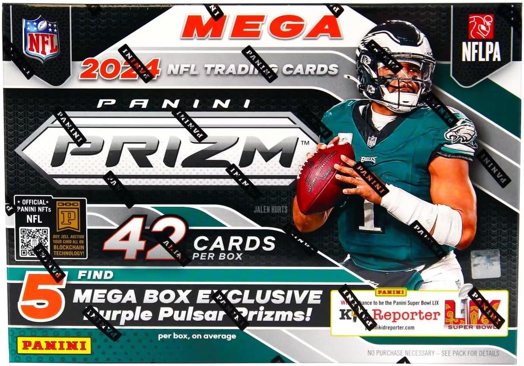 2024 Panini Prizm Football Hobby Mega Trading Card Box (5 Mega Box Exclusive Purple Pulsar Prizms)