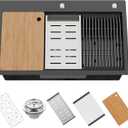 30x18In Black Stainless Steel Kitchen Sink Workstation,Drop-In,Single Bowl
