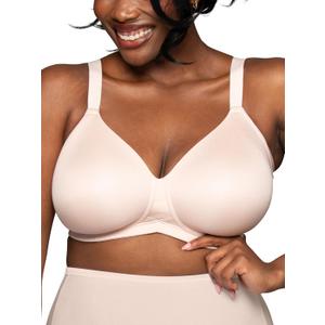 Vanity Fair Women's Full Figure Wireless Bra, Extended Side & Back Smoothing, Lightly Lined Cups Up to DDD (40DD, Quartz)