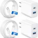 WODENTA iPhone 17 Charger, 2-Pack 45W Fast Charging Dual Port Type C Power Adapter, USB C Charger Block for iPhone 17/17 Pro/17 Pro Max/Air/17e/16/15 Pro Max/Plus, iPad with Long 10FT USB-C Cable Cord (White)