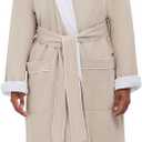 Terry Lined Microfiber Hotel Robe - Luxury Spa Bathrobe by Monarch/Cypress (Beige) M