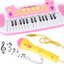 Love&Mini Piano Toy Keyboard for Kids - Birthday Gifts for 3 4 5 Years Old Girls Toys with 31 Keys and Microphone Musical Instrument Toys for Girls Gifts (Pink)