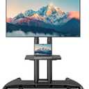 Rolling TV Stand with Shelf&Camera Rack for 32-83" TV up to 132lbs | Thickened Columns, 2X Strength Tested, 11 Height Levels 39.7-59.4", Lockable Wheels, for Living Room, Office, Meeting