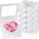 Mooliwe 6 Pack Heart Shaped Flower Gift Box, Bridesmaid Groomsmen Proposal Box, Treat Fillable Gift Packaging Boxes with Ribbon Cardboard for Wedding Birthday Love Favors(White)