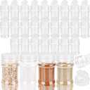 30 Pcs 2 oz Mini Plastic Spice Jars with Sifters Clear Empty Spice Bottles Round Seasoning Containers for Travel Kitchen (Clear Top with 5 Hole)