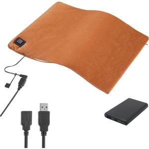 USB Heating Pad with 5000 mAh Power Bank, Portable 5V Electric Heat Pad for Pain Relief - Neck, Back, Shoulders, Abdomen Cramps - Machine Washable, 3 Heat Settings Hot Therapy for Muscles (Brown)
