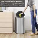 EKO Mirage Semi-Round Motion Sensor Trash Can, 47 Liter / 12.4 Gallon Automatic Large Kitchen Trash Can with Deodorizer Compartment, Removable Lid and Bucket, Matte Stainless Steel
