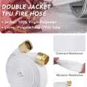 ZYfire Fire Hose - 2-1/2" ID x 50 FT Double Jacket TPU Firefighter Hose with M x F NPSH Brass Couplings 1200 PSI Burst Pressure Lightweight for Firefighting & Residential Use