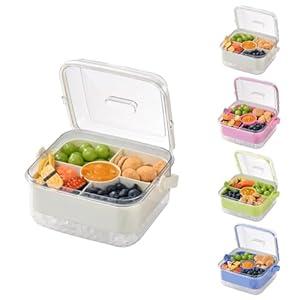 Divided Chilled Serving Tray for Parties, Ice Chilled Party Platter, Ice Serving Bowl with Lid and Handle, Charcuterie Serving Board, Cold Dish Dip for Fruit Seafood Vegetable Shrimp Cocktail Appetizer...