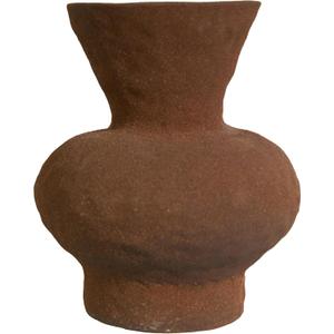 5.5IN Small Rustic Ceramic Flower Vase Home Decor, Vintage Stoneware Clay Pottery Terracotta Textured for Modern Farmhouse, Living Room, Office Desk Table Shelf for centerpieces (Brown)