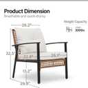 Outdoor Rattan Bistro Set, Patio Furniture Wicker Chairs Set of 2 with Deep Seating and Thick Cushions, Oversize Conversation Set for Garden, Balcony and Backyard (Beige)