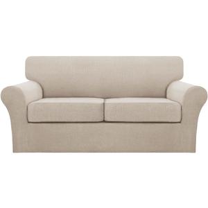 Turquoize 3 Piece Sofa Covers for 2 Cushion Couch Sofa Slipcover Soft Couch Cover for Dogs-Washable Sofa Furniture Covers with 2 Individual Cushion Covers, Feature Fabric (2 Cushion Sofa,Island Fossi)