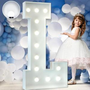 imprsv Marquee Numbers White Wedding Decorations: Large 4 Feet Tall Light Up Letters for Wedding Party Decor Baby Shower Big Foam Cardboard Proposal Letter L