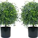 Artificial Topiary Boxwood Ball 20 Inch 2pcs UV-Protected Green Faux Plants Outdoor for Home Front Porch, Indoor Walkway, Entryway Indoor & Outdoor Decor