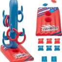 ZOOMBROS 2in1 Cornhole, 6 Bean Bags & Ring Toss with Anchor Bags, Inflatable Cornhole Pool Game Floating, Pool Toys for Adults Teens and Family (Yellow)