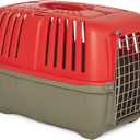 MidWest Homes for Pets Spree Travel Carrier – Hard-Sided Dog & Cat Carrier, Small Pet Travel Crate with Handle, Ventilated Design, Easy Assembly, 24-Inch, Red