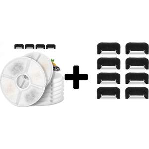 Pack of 8 + Pack of 4 Pet Fountain Filters and Pack of 8 Sponges