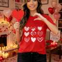 Valentines Shirt for Women Cute Love Heart Tshirts Casual Hearts Graphic Tee Tops for Her (Red, Medium)