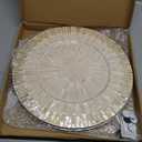 i-lan 13Inch 2 Pack Mother Of Pearl Decorative Plates for Display, Sea Shell Inlay Wood Charger Plates for Dining, Party, Modern and Rustic Decoration Placemats for Dinner Plates,Champagne Gold