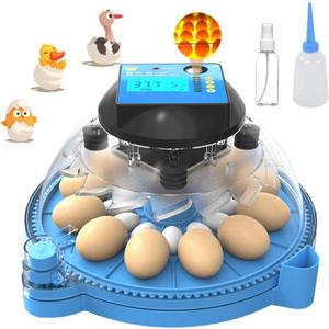 18-12 Egg Incubator with One Bottom Light Egg Tester, 95% Hatching Rate Automatic Egg Turning and Temperature Control, Humidity Temperature Display