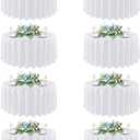 sancua 90 Inch Round Tablecloth White, 8 Pack - Circle Polyester Fabric Table Cloth for Wedding Party Reception Banquet Birthday, Washable Formal Table Cover (Fit 30-72 Inch Tables)