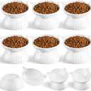 6 Pack Ceramic Raised Cat Bowl, 15 Tilted Anti-Vomiting Cat Food Dish, 5.6 Inch Wide Opening for Stress-Free Eating, Detachable Elevated Feeder for Senior Cats, Kittens, Small Dogs