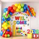 166 Pcs Pre-k Graduation Balloon Arch Kit Preschool Graduation Balloon Arch Large Inflatable Pencil Crayon Balloons Abc Alphabet Blocks Backdrop for Back to School Celebration Party Decor