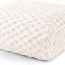 Exclusivo Mezcla Queen Size Fleece Blanket for Bed, 90x90 Inches Stylish Jacquard Velvet Soft Blanket, Fuzzy Cozy Lightweight for Winter, Ivory