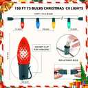 Minetom C9 Christmas Lights Outdoor, 150FT 75 LED Multicolor String Lights, Waterproof Connectable UL Certified C9 Lights for Xmas Tree Patio Roofline Garden Yard Holiday Party Indoor Outdoor Decor